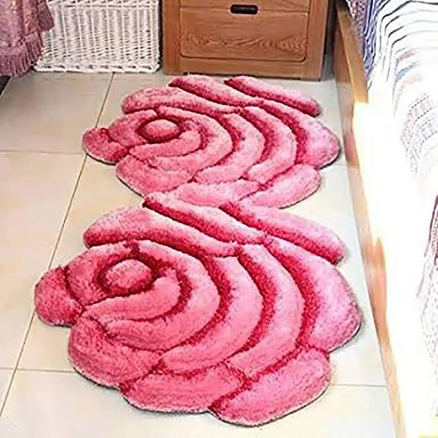 Estoque Preço barato Home decor capacho Flower Shape Oriental Tufted 3D Rose Polyester Shaggy Tapetes e tapetes