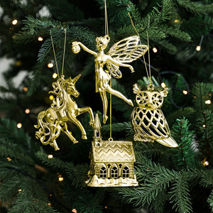 Fournisseur d'usine : Assortiment de décorations de Noël suspendues dorées électroplaquées, flocons de neige, étoiles, <span class=keywords><strong>rennes</strong></span>, anges, pendentifs pour sapin de Noël - Product Image 2