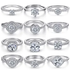 SKA Jewelry High Quality 925 Sterling Silver Ring Full Eternity CZ Tiny Engagement Women's OEM Picture Zircon Geometric 30 Pcs
