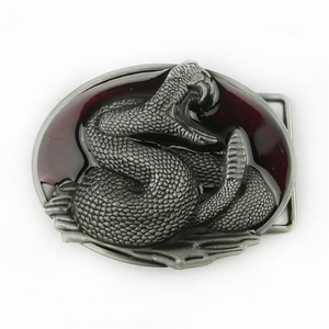 ユニセックスメタル素材3D彫刻コブラ型ベルトバックルカスタムファッションメーカー卸売 - Product Image 1