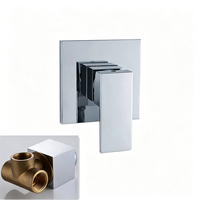 Robinet de douche mural carré en laiton massif, mitigeur dissimulé monocommande chaud/froid chromé, fonction simple pour salle de bain