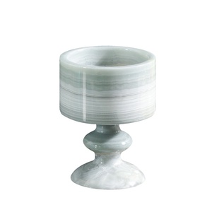 STONEKOCC Blue Ice Marble Candle <strong>Holder</strong> Natural Stone <strong>Tealight</strong> Centerpiece for Table Decor - Product Image 6