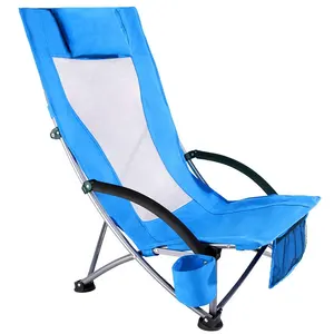 Sample Free Camping Luxury Beach Chair Low Profile Folding Reclining Beach Chair