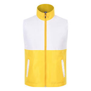 Gilet de sécurité réfléchissant jaune et blanc, bloc de couleurs, fermeture éclair intégrale, unisexe, pour l'automne - Product Image 1