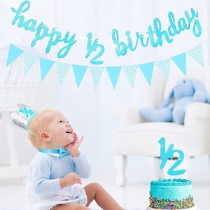 Décorations <span class=keywords><strong>de</strong></span> fête d'anniversaire pour filles : Bannière suspendue Or Rose « HALF WAY to ONE », Décorations <span class=keywords><strong>de</strong></span> gâteau 1/2, <span class=keywords><strong>Couronne</strong></span> d'anniversaire, Nœud papillon, Cadeau - Product Image 6
