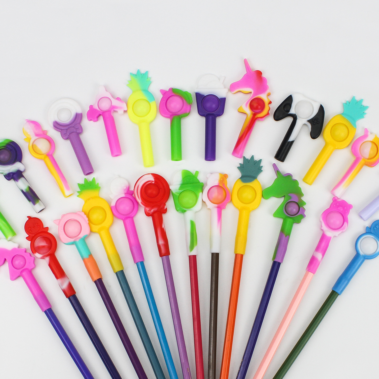 Toppers Anti-estrés Para Lápices – Set De 16 Piezas De Juguete Sensorial Fidget, Ayuda Para La Concentración Y Relajación Para Niños Y Adultos