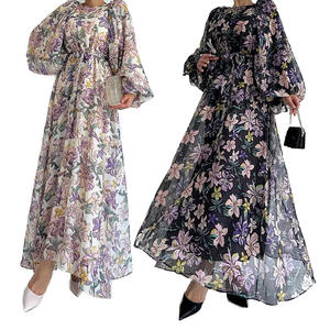 R-405 Dames Bescheiden Abaya Jurk Lange Mouwen Losse Pasvorm Maxi Kaftan Traditionele Moslim Kleding Voor Dagelijks Casual - Product Image 5