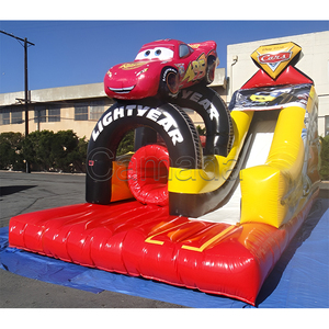 Precio al por mayor: Tobogán inflable comercial de velocidad extrema 7x4m para carreras de coches, tobogán inflable seco y pista de obstáculos pequeña para niños - Product Image 4