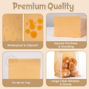 Bolsa de Papel para Panadería, Color Marrón, Personalizada al por Mayor, con Ventana Transparente, para Almacenamiento de Alimentos - Product Image 5