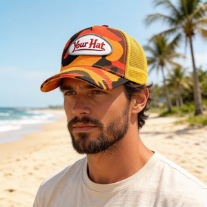 Vietnam Custom Trucker Cap Retro Snapback Cap for Men and Women Adjustable Snap Fit Panel Mesh Rear Curved Bill - Product Image 5
