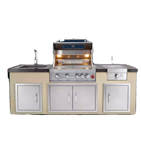Moderne En Acier Inoxydable Villa Patio Cuisine Extérieure Tout-en-Un Grill Station Évier Pliant Camping Parties Utiliser Naturel
