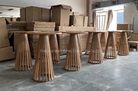 Meubles de mariage de luxe de haute qualité, location pour événements et fêtes, base de pilier en bois massif, plateau rond en bois, table de bar à cocktails