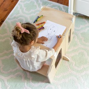Sgabello da Cucina <span class=keywords><strong>per</strong></span> Bambini 2-in-1 Convertibile in Tavolo e Piattaforma in Legno <span class=keywords><strong>per</strong></span> Disegno e Lavoretti Creativi - Product Image 6