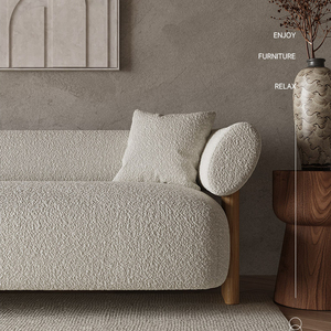 Maxky canapé italien salon crème Style meubles de maison en ligne petit appartement canapé français agneau velours bois massif grand canapé - Product Image 2