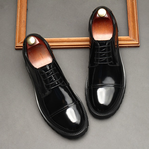 Zapatos de Cuero Formales y Casuales de Negocios, Estilo Británico Moderno con Cordones y Punta Redonda, Versión Europea, Mocasines de Piel de Vaca - Product Image 6