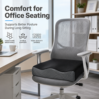Coussin de siège ergonomique LZD-326 en mousse à mémoire de forme avec gel, tissé, pour soulager la pression du coccyx, pour chaise de bureau, 100 % polyester, carré