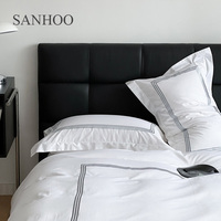 SANHOO haute qualité hôtel 100% coton turc draps couette couette broderie Logo coton biologique 7 pièces ensemble de literie confortable