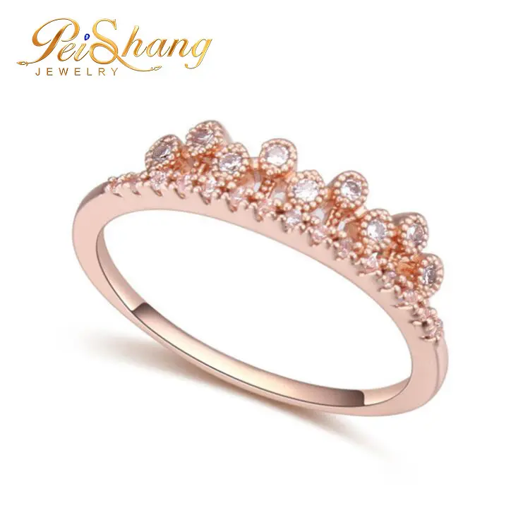 Conception de bague en or simple de 2 grammes pour femmes, bague couronne de princesse