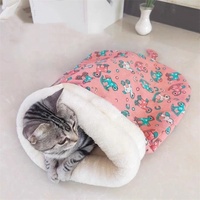 Sac de couchage en peluche pour chat, chaud et respirant, avec housse amovible, écologique, décoration d'intérieur pour le confort des petits animaux et des chiens
