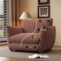 Fauteuil individuel en bois de style français rétro, inspiré du vintage, mobilier multifonctionnel pour la maison, salon, chambre, bureau, confortable
