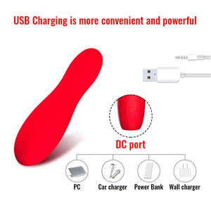 Vibrateur clitoridien rouge en silicone de qualité alimentaire, 10 vitesses, rechargeable, étanche, jouet sexuel pour femmes - Product Image 2