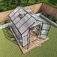 8*10 kaki gratis kapal rumah kaca polikarbonat dengan perlindungan angin yang lebih kuat dan ventilasi atap, berjalan-in besar aluminium tahan air