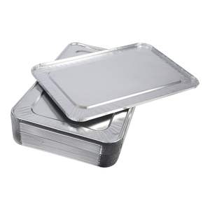 Boardwalk 12.88 In. X 20.81 In. X 0.63 In. Aluminum Disposable <b>Steam</b> Table <b>Pan</b> Lids (50/Carton) - Product Image 5