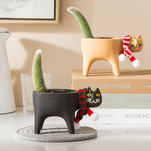 Maceta coleccionable <span class=keywords><strong>con</strong></span> drenaje para <span class=keywords><strong>suculentas</strong></span>, maceta de jardín de cerámica para gatos, maceta de Cactus - Product Image 2