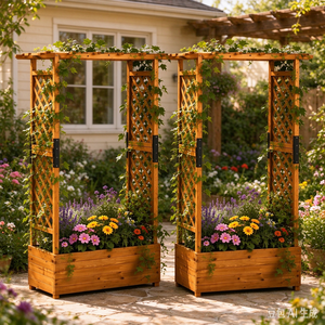 <span class=keywords><strong>Support</strong></span> de <span class=keywords><strong>plante</strong></span> en bois de sapin classique avec revêtement en poudre, treillis d'escalade, trou de drainage et système d'arrosage automatique pour <span class=keywords><strong>jardin</strong></span> intérieur et usage domestique - Product Image 6