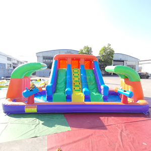 Backyard kids bounce house tobogan acuatico hinchable dual lane <b>inflatable</b> water slide with splash pool - Product Image 1