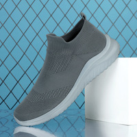 Conception minimale personnalisée chaussures décontractées pour hommes bas à enfiler fond épais maille souffle unisexe marche style paresseux chaussette chaussures