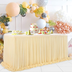 Vente en gros Jetable Jaune Dentelle Tutu Jupe de Table pour Mariages et Fêtes Or Banquet Décorations d'Hôtel - Product Image 3