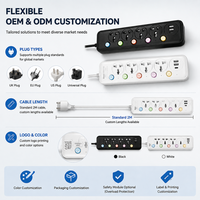 Stop Kontak Listrik Universal 5 Lubang dengan Dual USB Charging, Saklar Independen, Kabel Ekstensi, dan Kabel Khusus untuk Rumah Kaca