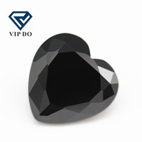 Qualité 5A 3x3mm-12x12mm, couleur noire, coupe de cœur, zircone cubique, pierres précieuses artificielles en vrac découpées à la machine, pierres CZ en forme de cœur