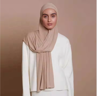 Hijab musulman en jersey côtelé de coton et bambou personnalisé 2026 pour femme – Châle extensible respirant grandes tailles Printemps-Été