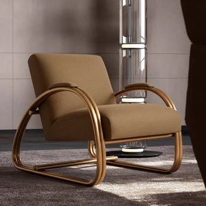 Poltrona di Lusso per Arredamento Casa, Design Modernista Bilanciato, Tessuto e Bronzo Antico, Sedia Lounge per Soggiorno e Appartamento - Product Image 4