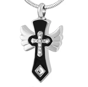 Хрустальный крест в крест, крыло, подвеска, ожерелье для золы, кремации, ювелирные изделия, сувенир, подвеска для домашних животных, человеческий зонт, медальон