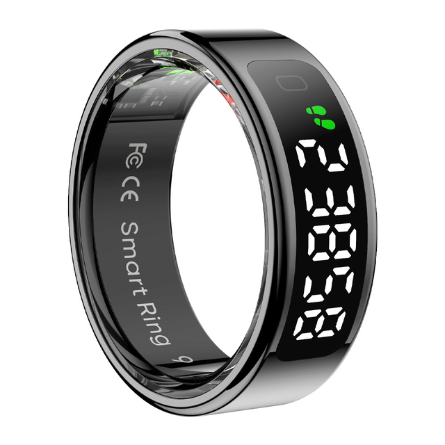 R12 Smart Ring Display Touchscreen Health Tracker Wireless Charging 1 ATM Water Resistance Titanium Case Stainless Steel Alloy