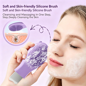 Brosse nettoyante pour le visage en silicone 2-en-1, grattoir en acier inoxydable pour éliminer les points noirs, nettoyeur de pores en profondeur, utilisation domestique, écologique - Product Image 4
