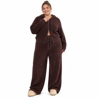 Pantalon en tricot pour femme avec logo personnalisé, tricoté, doux, à jambes larges, couleur unie, décontracté, mode hiver, en polyamide, fabrication OEM & ODM