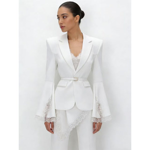 Blazer Nero da Donna di Design con Maniche in <span class=keywords><strong>Pizzo</strong></span> e Frange, Completo Elegante per Ufficio - Product Image 3