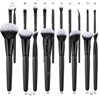 Daily Queen & Mor-phe 16 pièces Pinceaux de maquillage en poudre à manche noir brillant Nano Hair Glossy Black Handle, Qualité supérieure et sensation luxueuse, Logo personnalisé