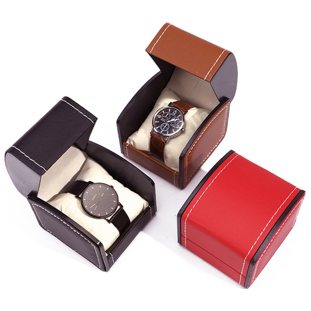 Custom Logo PU Leather Waist Watch Storage Gift Box Luxury Watch Packaging Box & Cases