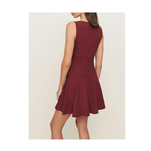 Mini abito senza maniche <span class=keywords><strong>in</strong></span> <span class=keywords><strong>maglia</strong></span> <span class=keywords><strong>bordeaux</strong></span> marrone semplice elegante chic con scollo a barca - Product Image 2
