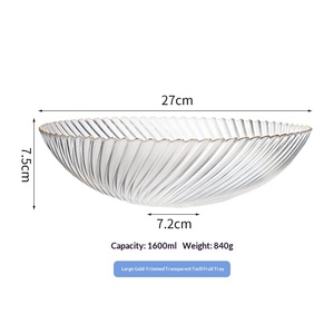 Assiette à fruits <span class=keywords><strong>plate</strong></span> de style européen faite à la main avec incrustation dorée, bol en verre émaillé coloré, design sergé, base métallique, grande capacité pour la maison - Product Image 5
