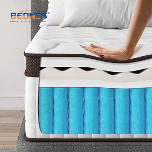 Luxury 5 Star Hotel 10 Inch Individually Wrapped Inner Spring Latex Mattress King Size Bed Home Mattress