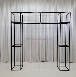<span class=keywords><strong>Arche</strong></span> de mariage <span class=keywords><strong>rectangulaire</strong></span> en métal noir et or robuste de 8 pieds, cadre pour ballons floraux 3D, support de toile de fond - Product Image 2