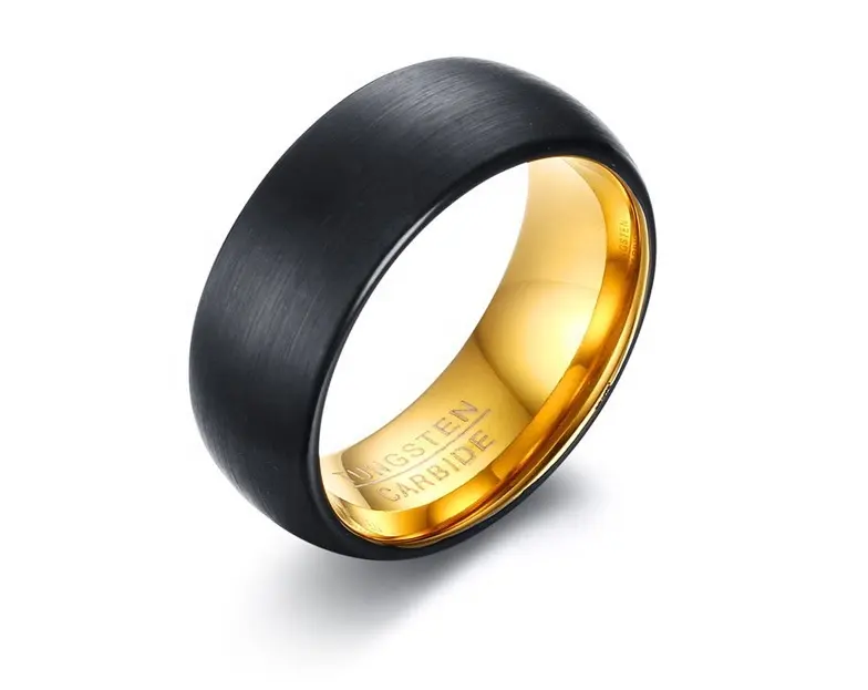 2024 Großhandel Wolfram-Kabinet einfarbig hochpolierte Oberfläche breites einfaches Band Ringe schwarz mattiert abgeschlagen hohe Qualität Ringe Herren