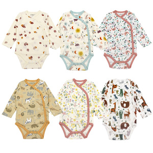 Initial Treasure 100% coton tricoté ODM bébé body nouveau-nés 0 ~ 2 ans bouton latéral barboteuse printemps automne commerce extérieur - Product Image 2