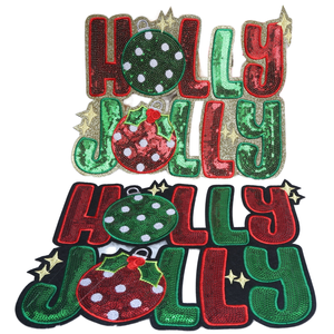 Parches de Fieltro Termoadhesivos con Lentejuelas y Bordado de PVC con Diseño Navideño de Moda Inglesa para Bolsos y Abrigos - Product Image 1